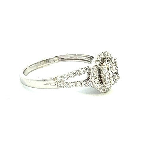 Anillo de compromiso con racimo de halo de diamante natural .50tcw oro mujer talla 5 NUEVO - Imagen 3 de 4