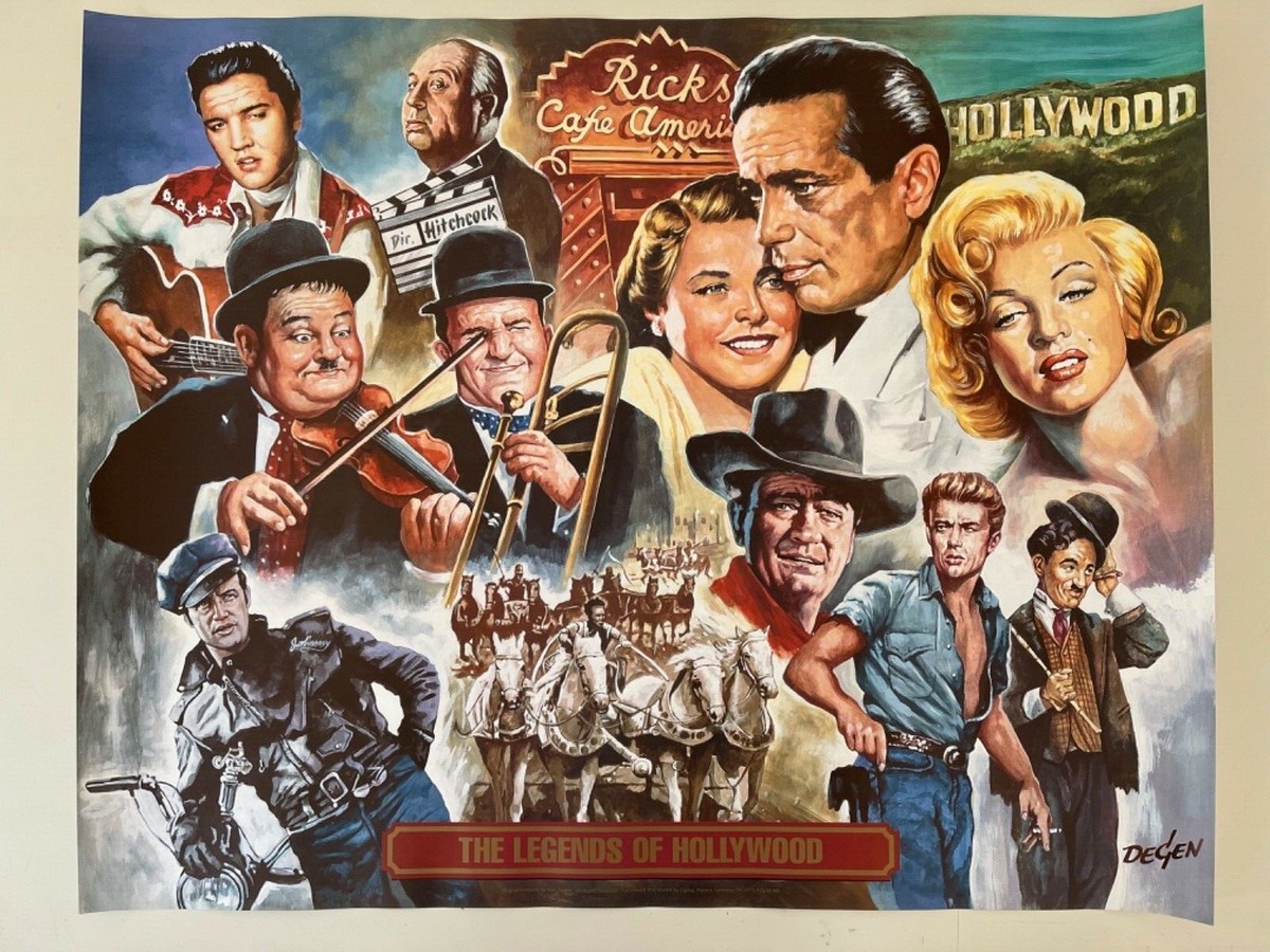 THE LEGENDS OF HOLLYWOOD, ARTWORK BY KURT DEGEN, RARE 1990's