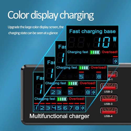 100W 8 Ports USB Charger Quick Charge Fast Wireless Charging Station HUB AU HOT - Picture 8 of 12
