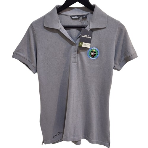 Eddie Bauer Damen Grau M Baumwolle Piqué Polo SS Shirt Kent Co MI EB101 Neu - Bild 3 von 7