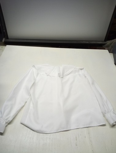 LAUREN LEE Vintage Blouse / Top Shirt Button Up Medium White Semi Sheer Flare C - Picture 5 of 5