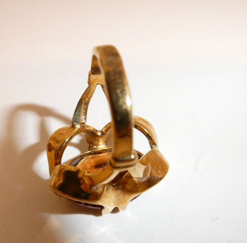 Mid Century Vargas 18k HGE Cocktail Ring Large Faceted Amber Stone Size 5.25 - Picture 7 of 22