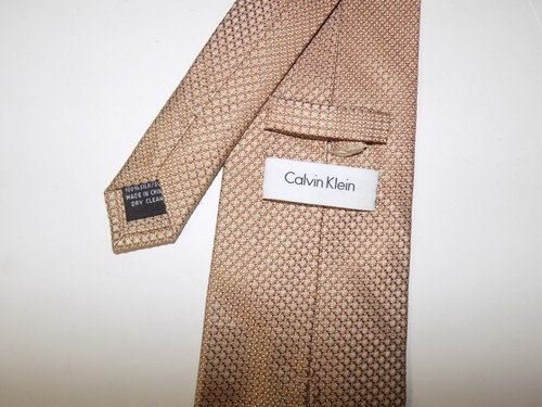 CALVIN KLEIN Silk Necktie Gold 58" x 3 1/2" - Picture 2 of 2