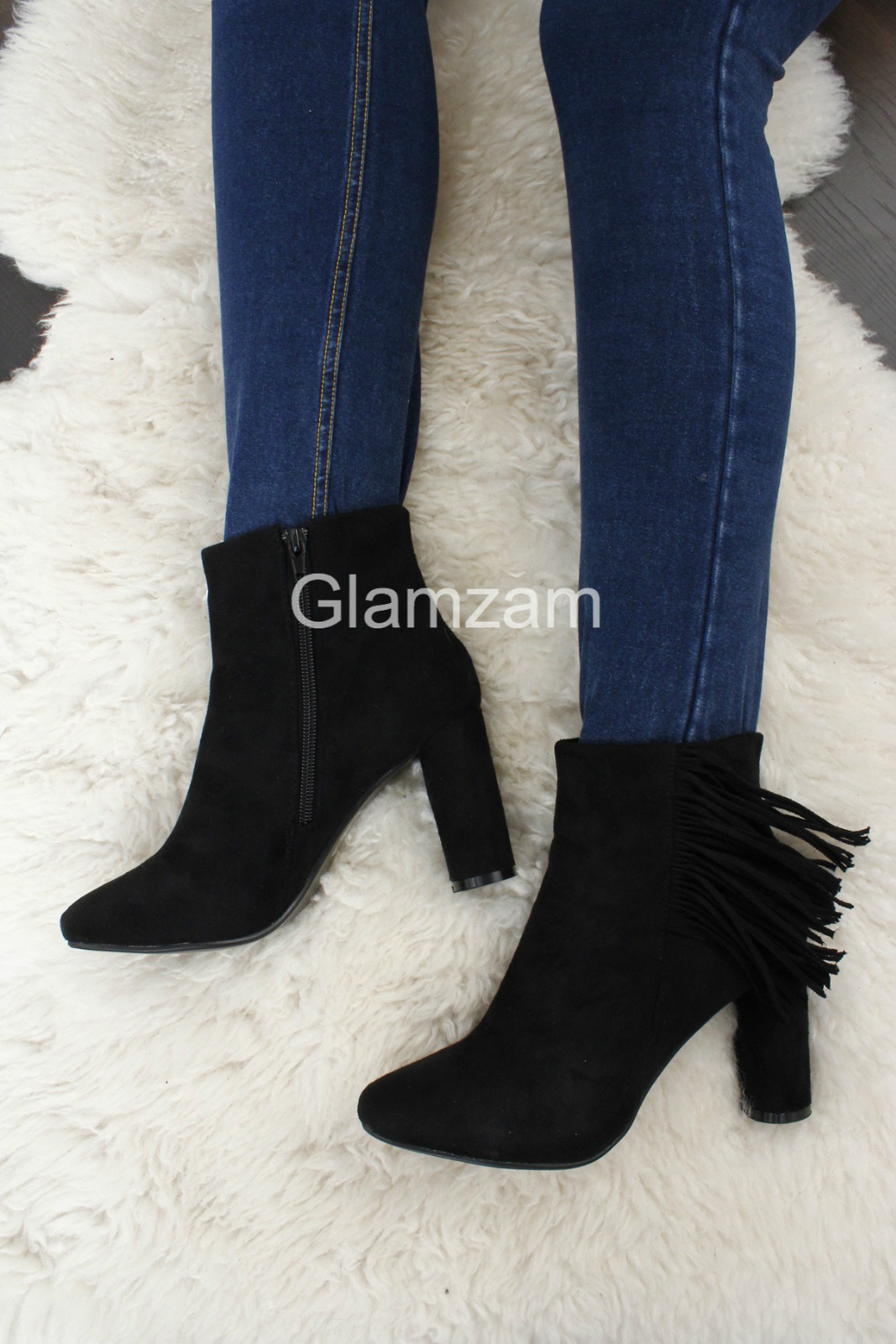 Ru Nuevo Sexy Flecos Tacón en Bloque Borla Imitación ante Redondo Tobillo Botas Ru Nuevo Sexy Flecos Imitación Tacón en Bloque Borla Imitación Flecos ante Redondo Tobillo Botas a316d3