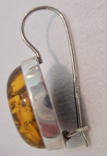 Pendientes colgantes vintage de plata esterlina ámbar ovalado cabujón ¡Hermosos! - Imagen 7 de 11