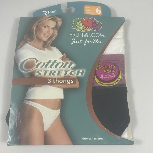Tangas elásticas de algodón Fruit Of The Loom solo para ella. Talla 6.vintage.4 pares