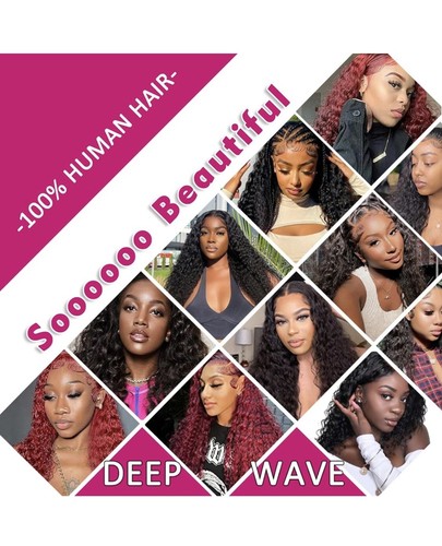 Lace Front Wigs Human Hair 13x4 Deep Wave Wig Brazilian Human Hair Wig 18 inches - Picture 5 of 5