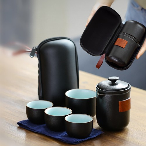 portable tea set pitcher filter cup with bag Chinese ceramic tea set for travel - Picture 1 of 10
