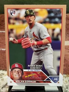 2023 Topps Update 299/2023 Nolan Gorman Rookie Debut Gold Parallel Cardinals