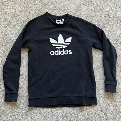 ✨adidas originals TREFOIL AOP CREW SWEAT Adidas Men's Trefoil Crew Neck Sweatshirt Black • Small | eBay
