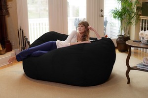6-039-Love-Sac-Adult-Bean-Bag-Chair-Fuf-Huge-Media-Lounger-Foam-Cozy-Soft-In-Black