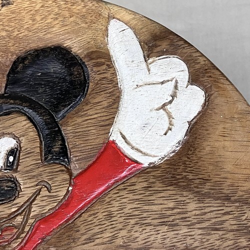 Mickey Mouse Vintage Carved And Painted Wood Wooden Stool - Picture 11 of 19