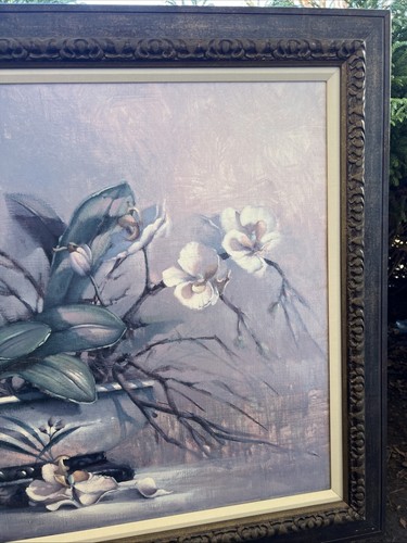 Paul Mathenia Orchid Passion Framed Art Print On Canvas 25”x37” Vintage Estate - Picture 6 of 12