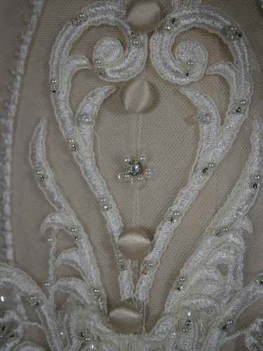 Designer Wedding Dress Size 10 Tulle Lace Beading Bling Fit & Flare Cap Sleeves - Picture 14 of 21