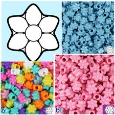 BeadTin Opaque 13mm Flower Pony Beads 250pcs - Color choice