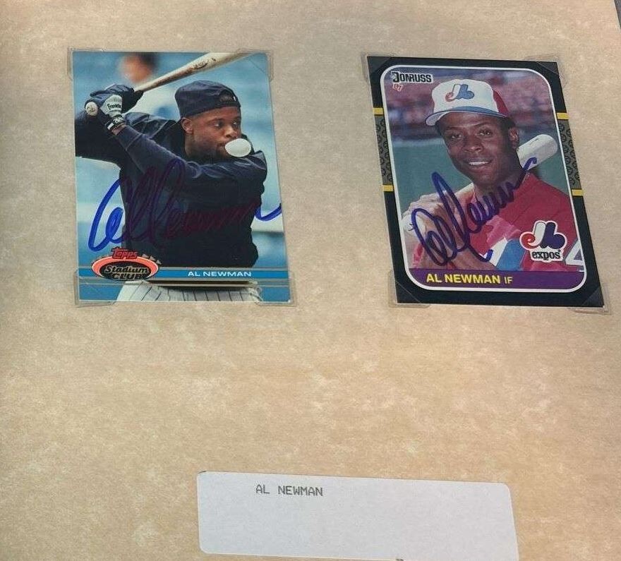 Al Newman Autographed Trading Cards 1987 Donruss  & 1991 Topps Stadium Club