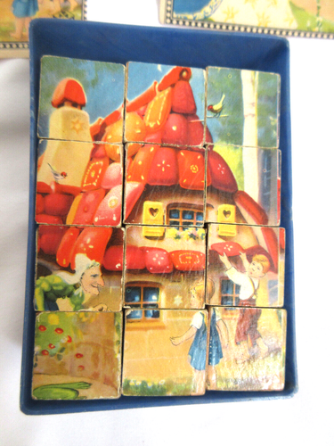 Seltenes deutsches Märchen Aufbewahrungspuzzle mit 5 verschiedenen Puzzles mit OVP (gesprungen) - Bild 2 von 6
