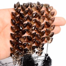 Natural Smoky Quartz Gemstone Teardrop Faceted Beads 10X6 mm Strand 18-22 Pcs
