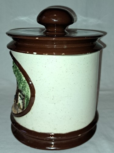 Vintage Hershey Molds Ceramic Cookie Jar Country Farm House Scene - Bild 4 von 11