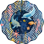 3D Metal Wind Spinner Dolphin Ocean Underwater Scene Kinetic Yard Art 10" Decor
