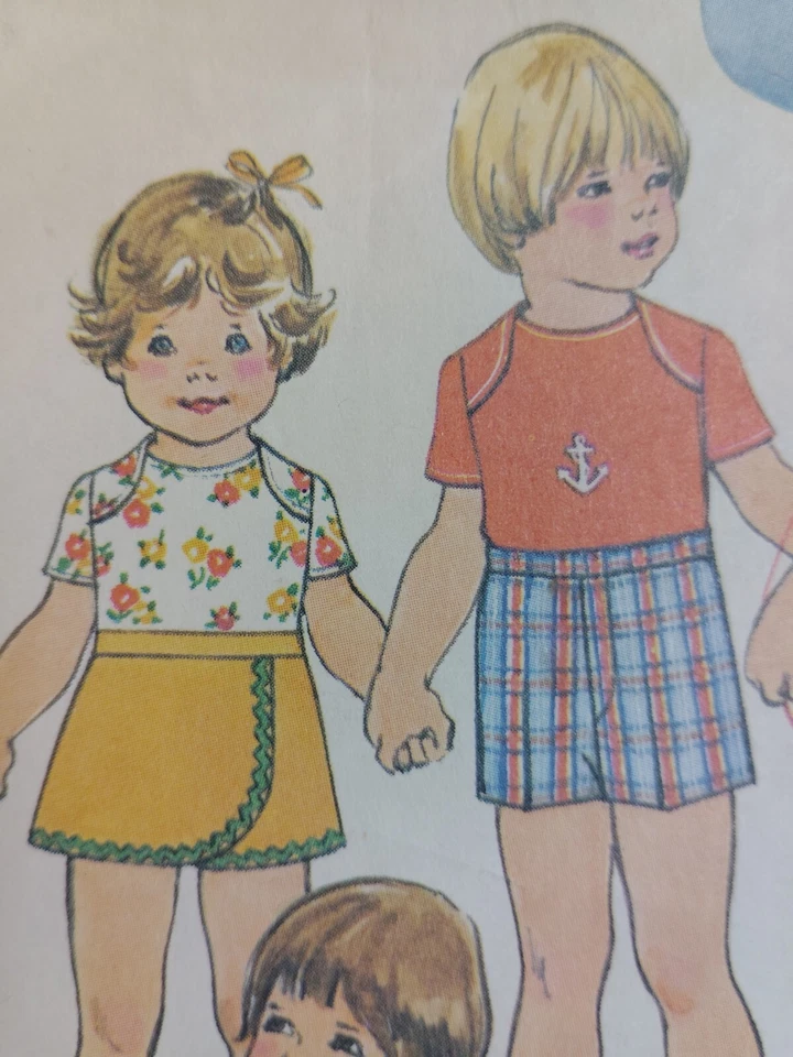 Shirt Skirt Skort Shorts Girls Boys 3 3T Simplicity 7503 Sewing Pattern Cut Easy - Image 4 of 4