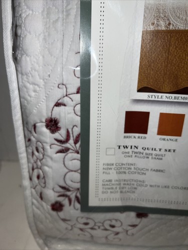 VTG Infinite home Cotton king quilt set Luxury Embroidered red and white 120012 - Picture 5 of 8