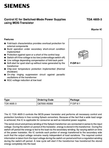 TDA4605-3 Switching Controller Voltage-mode 1.5A 4605 IC (2 pieces) - Picture 2 of 2