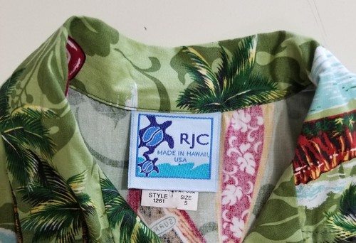 RJC Made In Hawaii Green Hawaiian Surfboards Palm Trees S/S Shirt Kids Youth 5 - Picture 5 of 8