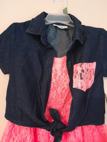 Bobbie Brooks Denim/Lace Dress Size Small 6/6X - NWT - Picture 4 of 11