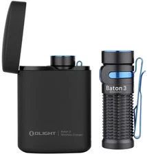 Olight Baton 3 Premium Edition Black, Portable Wireless Charger, 1200 Lum, 166 M