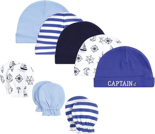 Unisex Baby Cotton Cap and Scratch Mitten Set, 0-6 Months - Picture 7 of 12