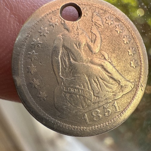1851 O Seated Liberty One Dime 10 Cent Coin Holed ￼￼