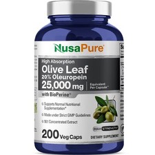 NusaPure Olive Leaf 20% Oleuropein 501 Extract 500 mg Equivalent to 25000 mg ...