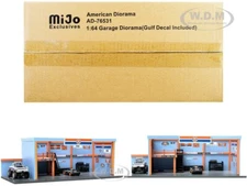 GARAGE DIORAMA "GULF" W/DECALS FOR 1/64 SCALE MODELS BY AMERICAN DIORAMA 76531