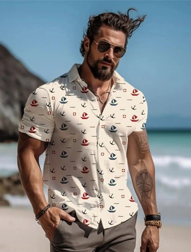 Men's Summer Shirts S-5XL Short-sleeved, Hawaii Fashion Shirts Men's Short-sleev - Picture 7 of 109