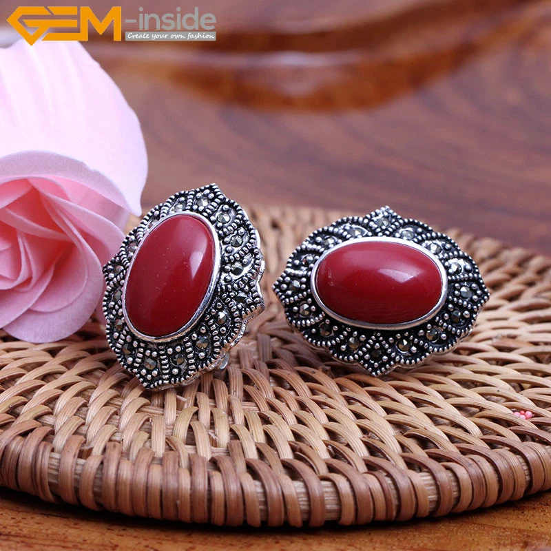 Silver Oval Marcasite Beads Assorted Stones Fashion Jewelry