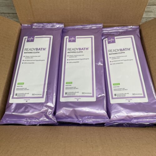 Case of 30 Medline Ready Bath Bathing Cloth, 8 Cloths Scented Hypoallergenic - Picture 1 of 11