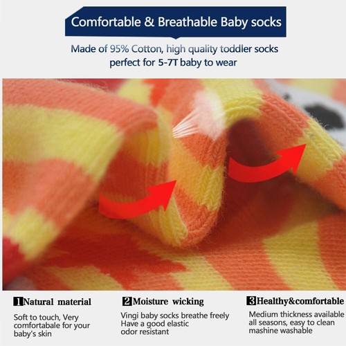 Breathable Non-Slip Toddler Socks, 12 Pairs, for Active Kids 1-7 Years - Picture 7 of 9
