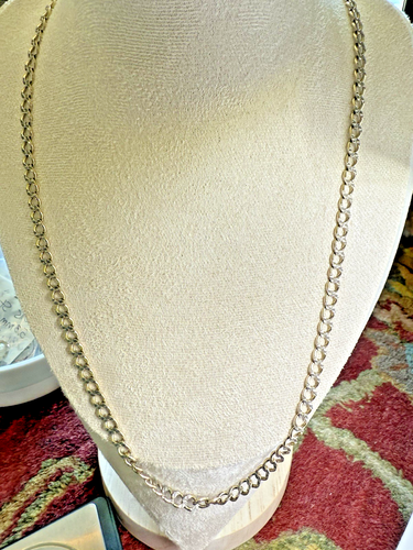 10k Gelbgold & Sterlingsilber Diamantschliff zweifarbig Figaro Halskette Kette 24" - Bild 10 von 19
