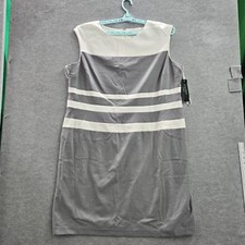Lauren Ralph Lauren Women Dress 22w Gray Midi Sheath Sleeveless Back Zip READ