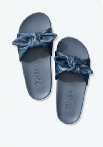 VS Damen-Pantoletten rosa Schleife Knoten Größe SMALL 5/6 blau tropischer Druck NEU - Bild 1 von 1