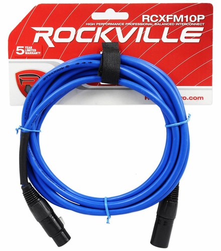 Rockville RCXFM10P-BL Blue 10' Female to Male REAN XLR Mic/Speaker Cable - Picture 2 of 2