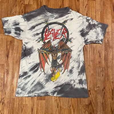 Vintage 1988 Slayer Crucified Demon Tie Dye Band T-Shirt South of