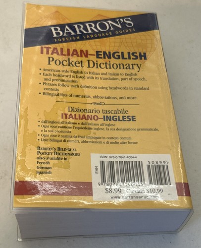 Barron's Italian-English Pocket Pocket Bilingual Dictionaries Series - Picture 2 of 3