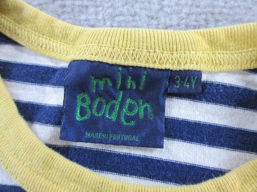Mini Boden Shirt Boys 3-4 Yrs Blue Yellow Embroidered Crewneck Long Sleeve Tee - Picture 4 of 9