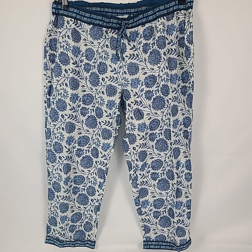 Neu ohne Etikett Sundance Leia Hose blau Blumen Kordelzug leicht Lounging Boho Gr. M