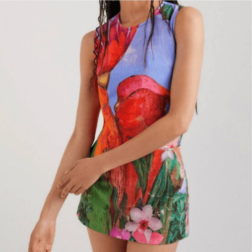 Pagliaccetto Desigual Tropical Parrot Pinafore taglia XL senza maniche floreale vacanza viaggio - Foto 11 di 12