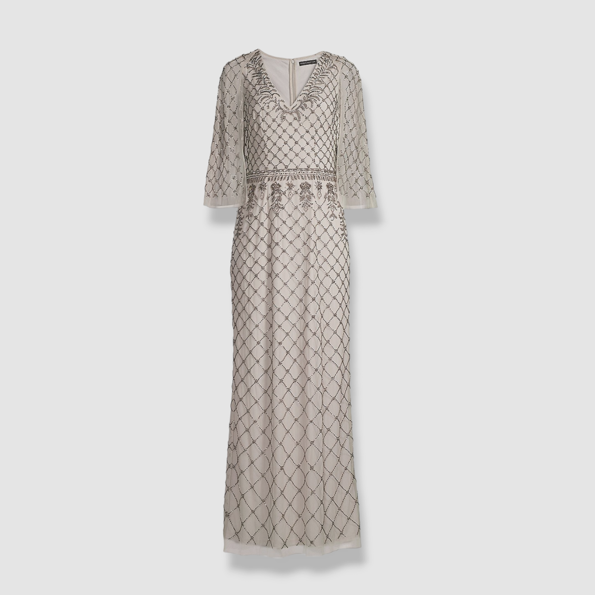 Robe Aidan Mattox Argentée - Coupe Ajustée évasée Taille 2 - Neuve Sans étiquette