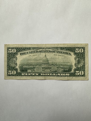1969 A $50 Fifty dollar Old Used U.S. Currency Serial Number # B13150392A - Picture 5 of 8