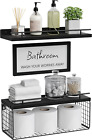 Floating Shelves Bathroom Wall Decor Sign Bathroom Organizers and Storage Black